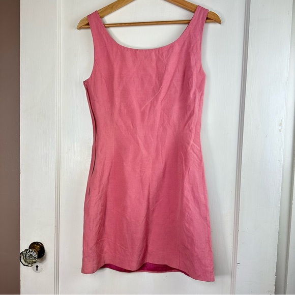 Vintage Laura Ashley Mini Sweetheart Neckline Linen Silk Dress - Picture 6 of 9